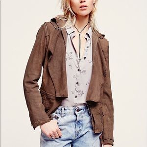 Free People Suede Ruffle Jacket